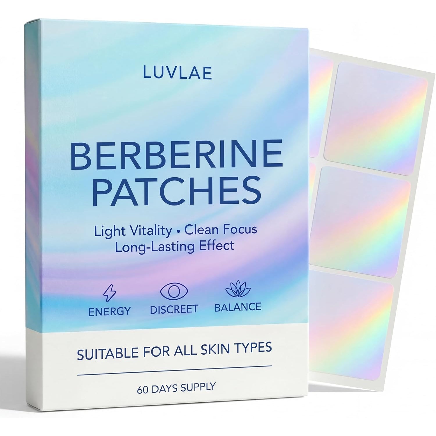 Berberine Patches for Women & Men with L-Glutamine, Garcinia Cambogia, Resveratrol, Berberine Patch for Daily Wellness, 60 Days Supply