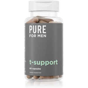 Pure for Men T-Support Supplement | Vegetarian Total Support for Men with Maca, Vitamin D, & Ashwagandha, Muscle Health | Endurance, Strength, Focus, & Energy Support | 60 Capsules