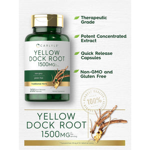 Carlyle Yellow Dock Root Capsules | 200 Count | Non-Gmo, Gluten Free | High Potency Formula | Traditional Herb