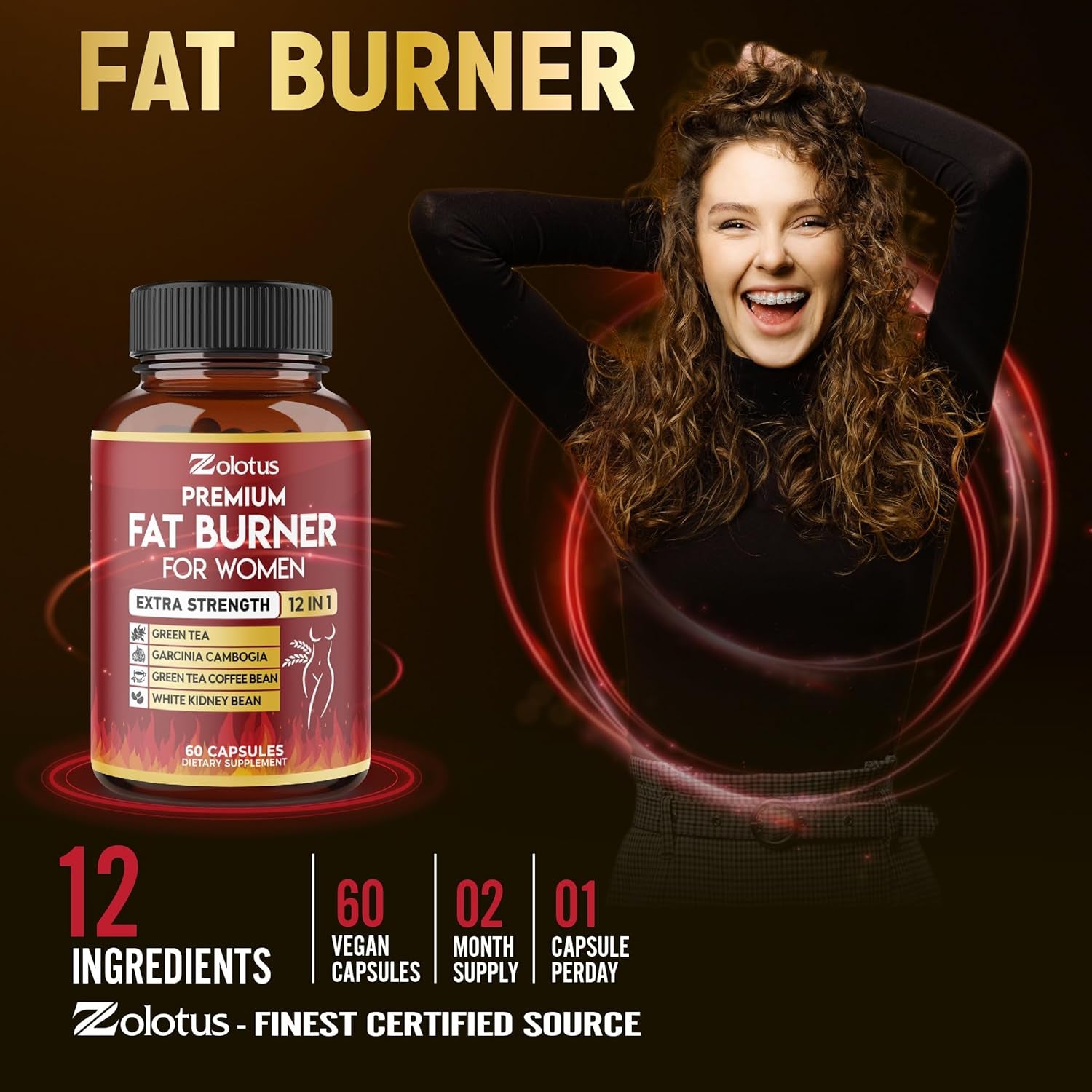 Premium Weight Loss Pills for Women, the Best Fat Burners for Women and Men, Energy Pills, High Potency with Green Tea Extract 98%, 2 Months Supply