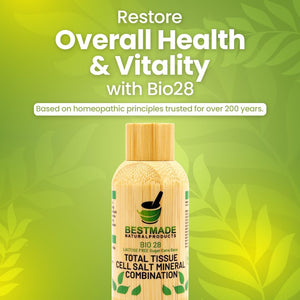 Bestmade Total Tissue Cell Salt Mineral Combination, BIO28 Lactose-Free - Helps Body Absorb Nutrients, Increases Energy Levels, Improves Sleep Patterns, and Restores Vitality, Vegan, 350 Pellets