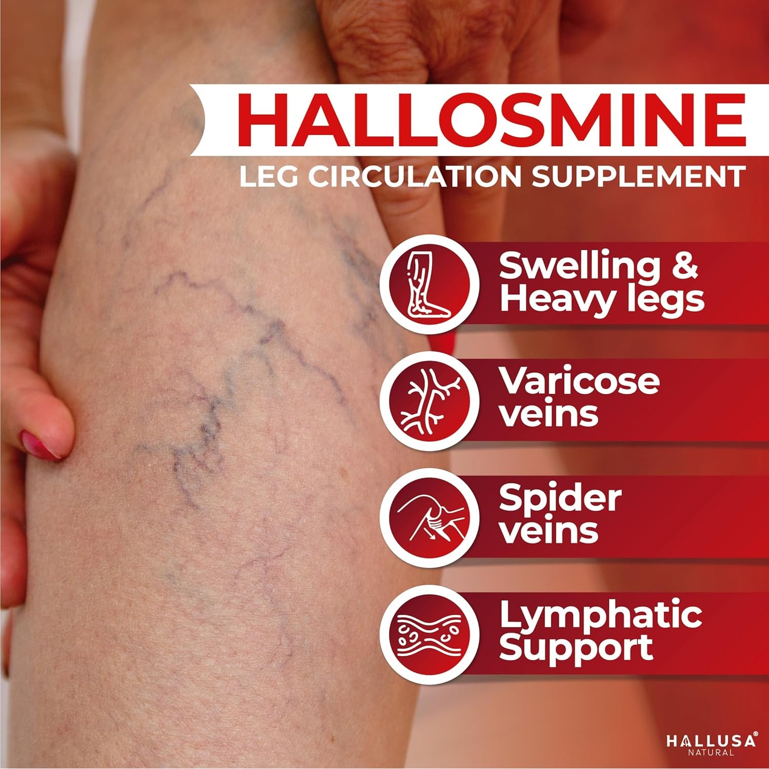 Hallusa Natural Diosmin Circulation - Support for Circulation and Veins - DIOSMIN - DIOSMINE- DIOSMINA - Circulation & Vein Support Supplement