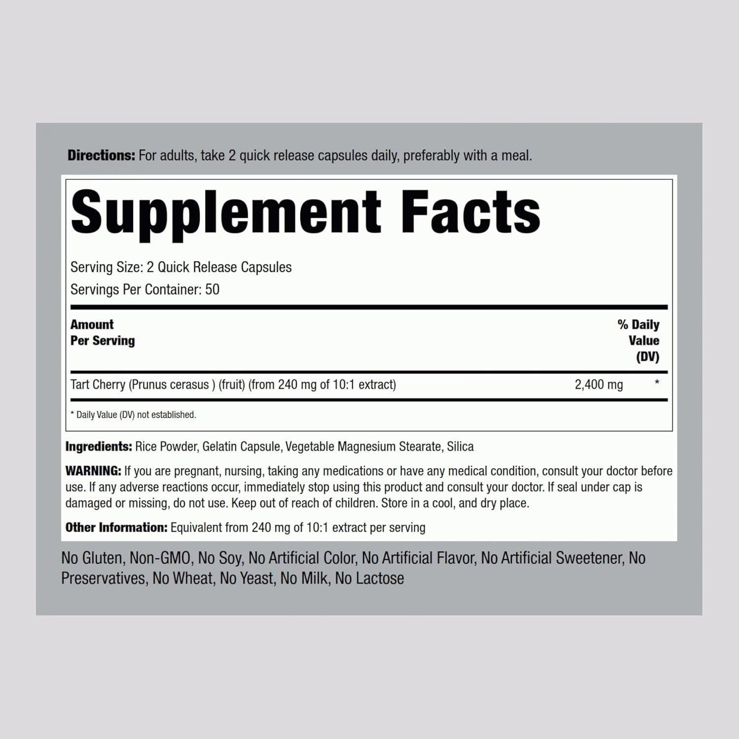 Piping Rock Tart Cherry Capsules | 100 Count | Concentrated Extract | Non-Gmo, Gluten Free Supplement