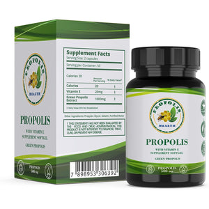 Propolis Health Propolis Capsules 1000Mg-Daily with Vitamin E per Dose - Pure Brazilian Green Propolis Extract - Immune Booster 50 Days Supply -100 Capsules