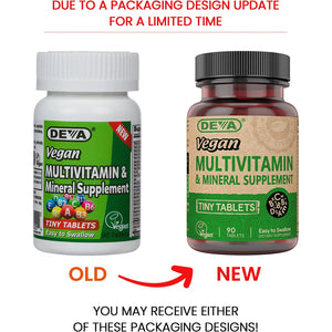DEVA Vegan Multivitamin for Women & Men with Iron, Vitamin C, E, B Complex Vitamins, Zinc, 90 Tiny Tablets