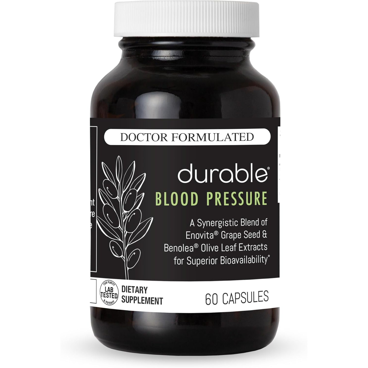 Durable Blood Pressure – Benolea Olive Leaf & Enovita Grape Seed Extract – Healthy Circulation, Nitric Oxide & Artery Support – Doctor Formulated, Vegan, Non-Gmo, Made in USA (60 Capsules)