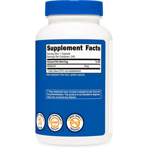 Nutricost Melatonin 5Mg, 240 Capsules - 5Mg per Serving, Non-Gmo, Gluten Free