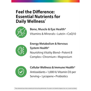 Rainbow Light - 50+ Mini-Tablet Food-Based Multivitamin - Age-Defense Formula Probiotic and Antioxidant Formula; Vitamins and Minerals Support Immune, Heart, Skin, Eye, Bone and Prostate - 180 Tablets
