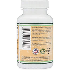 Double Wood Supplements Luteolin Supplement 100Mg Servings of Bioactive Flavanoids (120 Capsules, Gluten Free) Potent Polyphenols Flavonoid for Brain and Cardiovascular Support