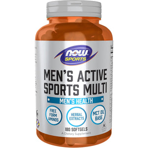 NOW Foods Sports Nutrition, Men'S Extreme Sports Multi with Free-Form Amino Acids, ZMA®, Tribulus, MCT Oil, and Herbal Extracts, 180 Softgels