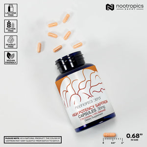 Nootropics Depot High Potency Saffron Extract Capsules | 30Mg | Minimum 7.5% Crocins and 1% Safranals | Crocus Sativus | 60 Ct