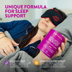 Friska Nightly Reboot - Nighttime Digestive Enzymes, Probiotic for Gut Balance & Bloating Support, with Melatonin & Chamomile to Promote Relaxation & Sleep, 30 Capsules