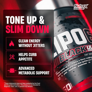 Nutrex Lipo-6 Black Max Strength Fat Burner - Fast Acting Energy, Weight Loss Diet Pills – Appetite Suppressant, Metabolism Booster - 120 Capsules