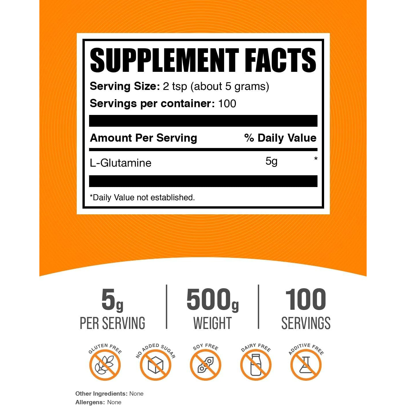 Bulksupplements.Com L-Glutamine Powder - Glutamine Supplement, Immune & Gut Health Support, Unflavored - Gluten Free, 5G per Serving, 500G (1.1 Lbs) (Pack of 1)