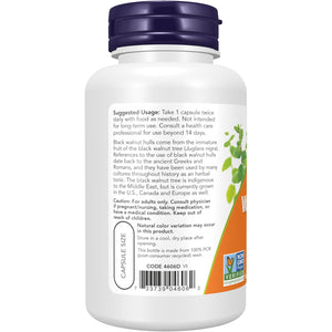 NOW Foods Supplements, Black Walnut Hulls (Juglans Nigra) 500 Mg, Herbal Supplement, 100 Veg Capsules