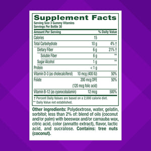 Vitafusion GLP-1 Support Fiber plus Vitamins D, B12 and Folate Gummy Vitamins, Citrus Flavor, Sugar Free, 90 Count, 30 Day Supply