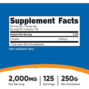 Nutricost L-Proline Powder 250 Grams - 2,000Mg per Serving, Non-Gmo