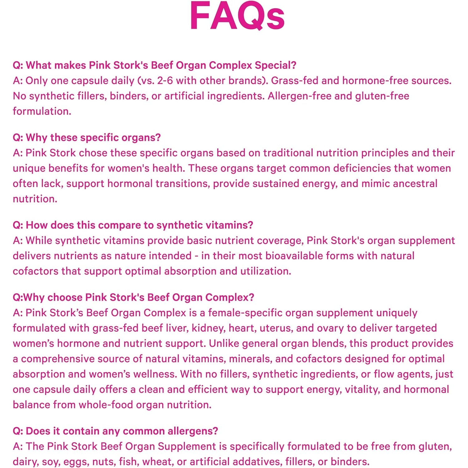 Pink Stork Beef Organ Supplement for Women | Grass-Fed Beef Liver Capsules with Iron, B12, Coq10, Vitamin a | Primal Multivitamin for Hormone + Energy Support | Clean Label Award Winner | 60 Capsules