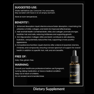 BASK & LATHER GRO & Glow Liquid Vitamin, Liquid Collagen for Women, Natural Ingredients with Collagen, Biotin, Msm, Beauty Supplement, Helps Support Healthy Hair, Skin & Nails, Cherry Flavor, 2 FL Oz