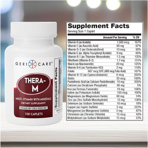 Gericare Thera M Multivitamin Caplets, Blend of Vitamins and Minerals to Ensure Maximum Nutritional Support Antioxidant Protection Supplement, 100 Count (Pack of 1)