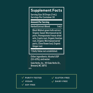 Gaia Herbs Wormwood Black Walnut Supreme - Digestive Support Supplement - Intestinal & Gut Health Support* - Ginger Root, Wormwood & Black Walnut - 1 Fl Oz Liquid Extract (30 Servings)