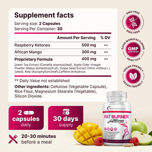 Belly Fat Burner for Women – Powerful Weight Loss Pills That Target Stubborn Belly & Thigh Fat – Thermogenic Metabolism Booster, Appetite Suppressant & Bloating Relief – Advanced Slimming Formula