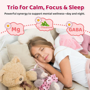 Liposomal GABA L-Theanine Drops for Kids - Liquid GABA Supplement with Magnesium, Chamomile, Lemon Balm & Vitamin B6 - Support Relaxation, Focus & Stress Relief for Kids & Adults - Strawberry Flavor