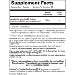 Reg'Activ Essential ME-3, 30 Capsules. a Glutathione-Producing Probiotic That Delivers Glutathione to the Intestine for Efficient Guthatione Supplementation