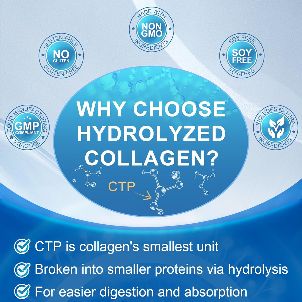 Multi Collagen Peptides for Women & Men, Hydrolyzed Collagen Peptides-Type I, II, III, V, X - with Hyaluronic Acid,Vitamin C,Biotin,Supports Skin Hair Nail, Non-Gmo, 280 Softgels