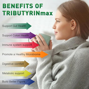 Tributyrinmax Supplement 1200Mg for Gut Health,Vegan,Butyrate Gut Health Supplement for Digestive, Leaky Gut, Colon, Microbiome - 60 Softgels