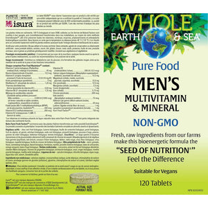 Natural Factors Whole Earth & Sea Men'S Multivitamin & Mineral - Daily Health Supplement for Men under 50 - Vegan, Non-Gmo & Gluten-Free - 120 Tablets (60 Servings)