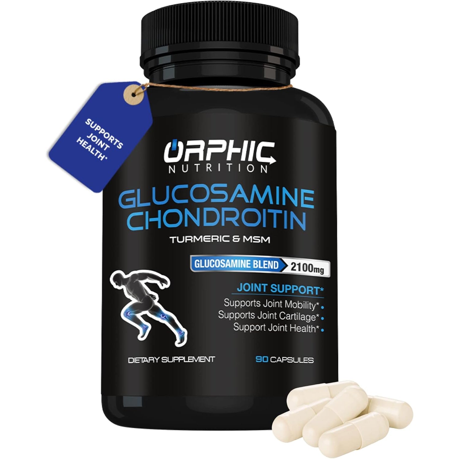 ORPHIC NUTRITION Glucosamine Chondroiting MSM 2100MG (90 Caps) - Joint Support Supplement for Men & Women* - Supports Joint Cartilage & Mobility