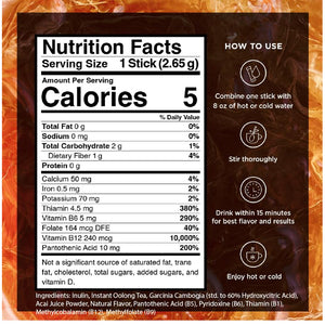 Vitacup Slim Instant Tea Packets for Diet Support, Oolong Tea W/B Vitamins, Garcinia, Inulin & Acai, On-The-Go Instant Sticks, 24 Ct