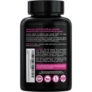 Organic Fermented Beet Root & Black Maca Capsules with Carrot, Spinach, Cranberry & Ginger | Superfood for Energy, Stamina & Wellness | 90 Veggie Capsules | Made in USA