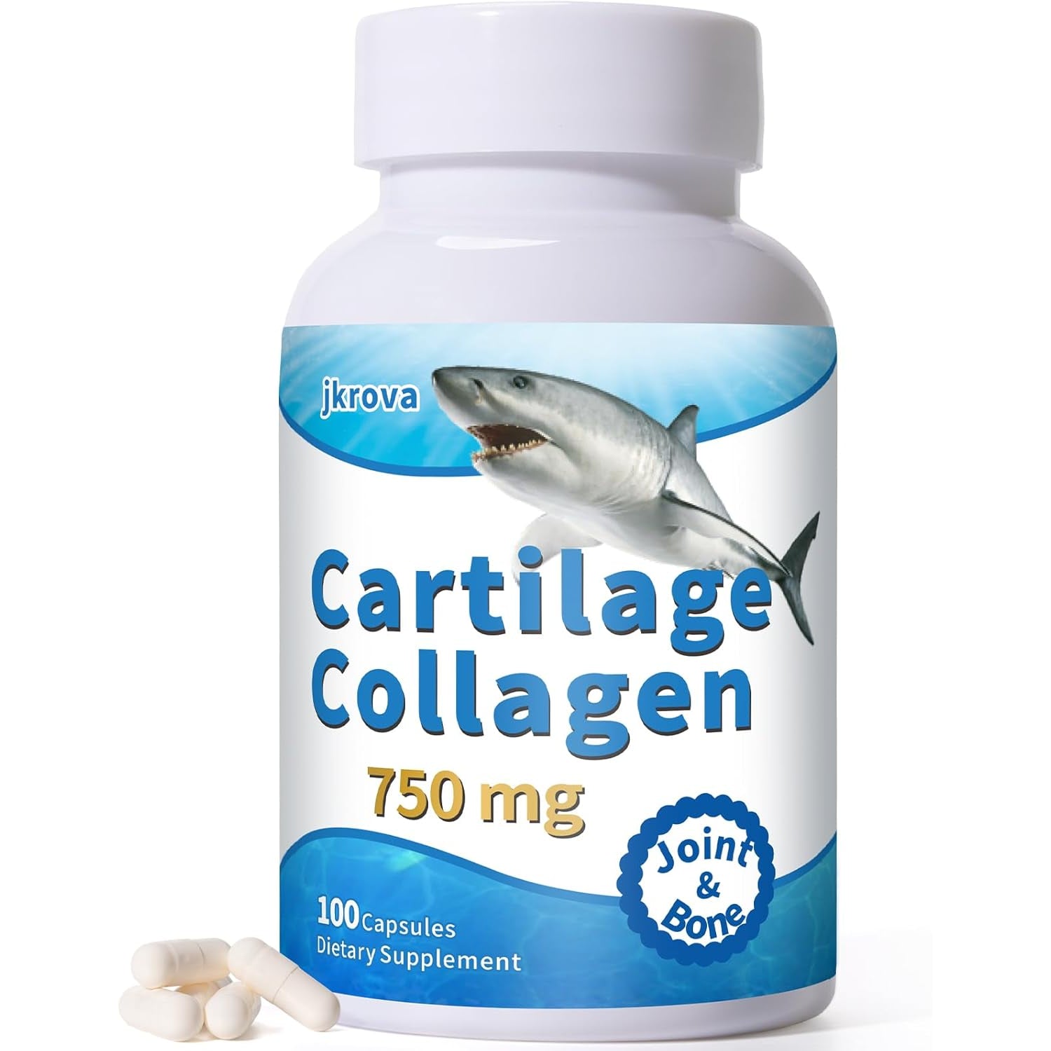 Cartilage, for Joint & Bone, with Cartilage 750Mg, Glucosamine & Collagen, Support Joint Function, Bone Density & Cartilage Health, Aging Joints, 100 Capsules