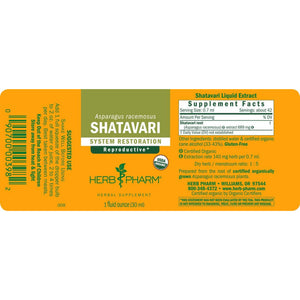 Herb Pharm Certified Organic Shatavari Liquid Extract Drops for Female Reproductive System Support, 1 Oz
