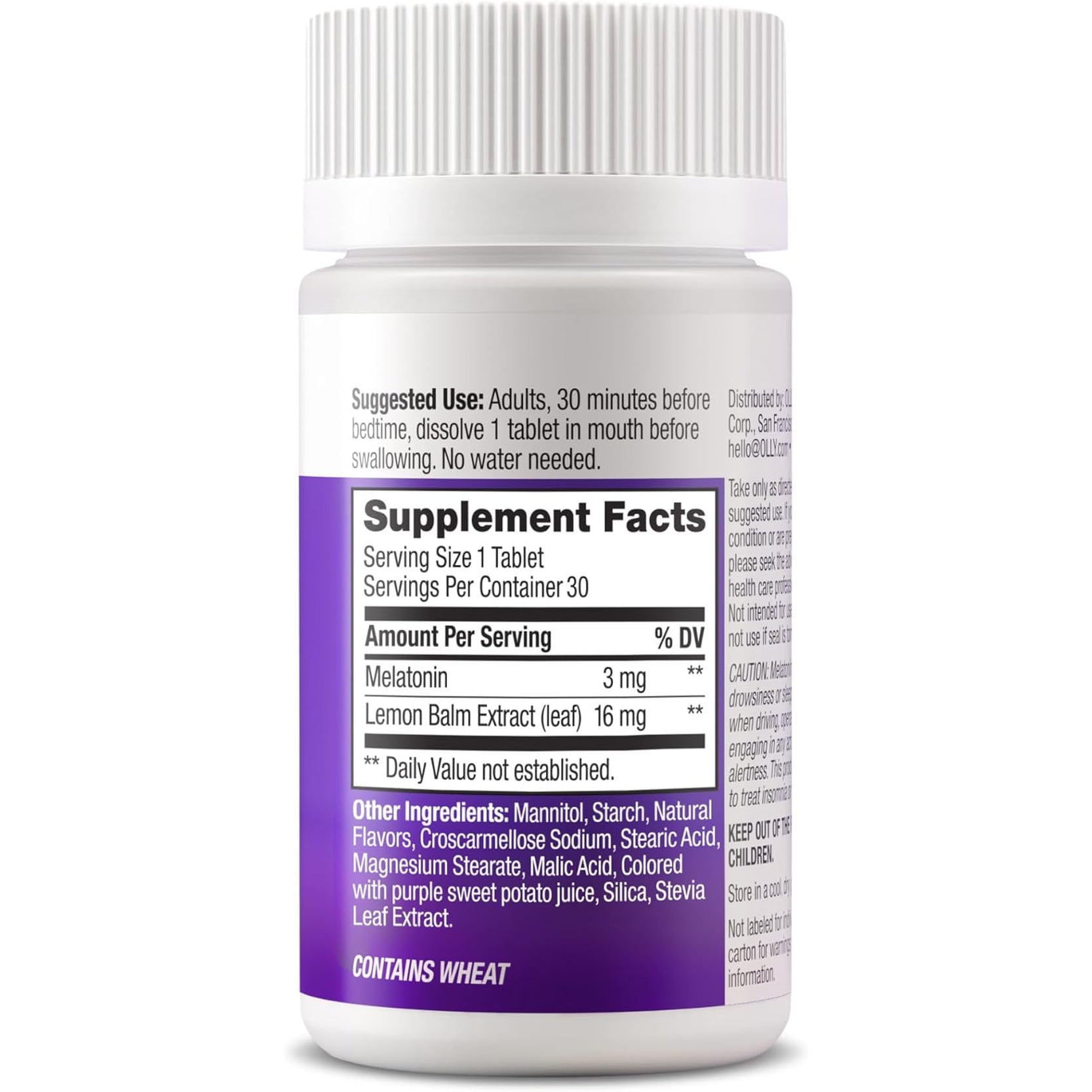 OLLY Sleep Fast Dissolves, 3Mg Melatonin, Lemon Balm, Strawberry Flavor, 30 Day Supply - 30 Count