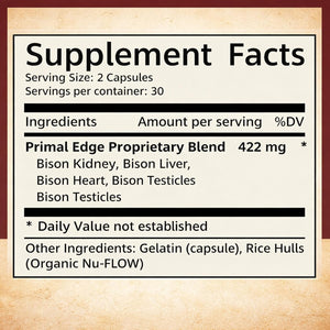 Primal Edge Bison, Primal American Bison Extract Capsules – 60 Capsules