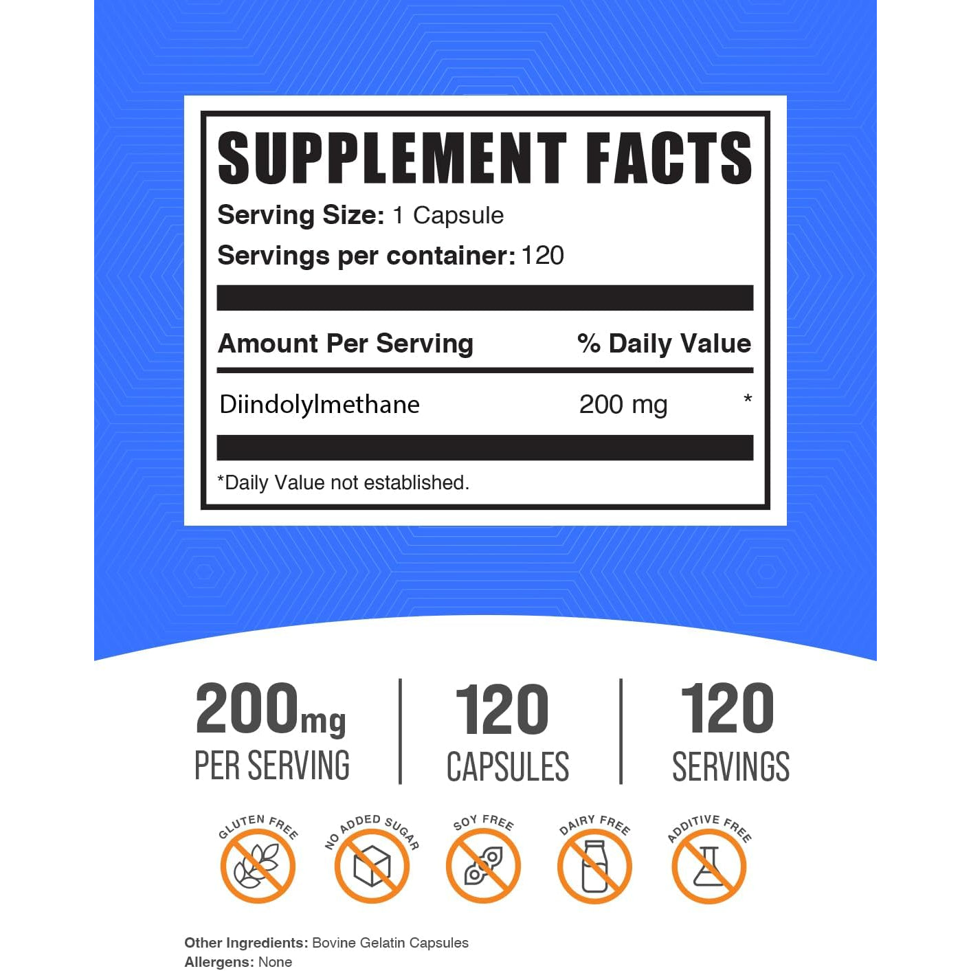 Bulksupplements.Com DIM Capsules - Diindolylmethane Capsules for Men & Women, DIM 200Mg, Gluten Free, 1 Capsule per Serving, 120 Count (Pack of 1)