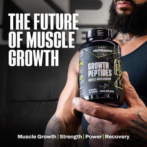 Nutrabio Growth Peptides |Muscle Accelerator with Dileucine & Peptistrong | Peptides for Muscle Growth Men & Women- 28 Servings- 196 Capsules