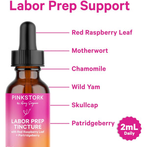 Pink Stork Labor Prep Tincture – Red Raspberry Leaf, Chamomile, Ginger & 8 Herbs – Third Trimester Pregnancy + Postpartum Recovery & Lactation Support – 2 Oz Herbal Supplement