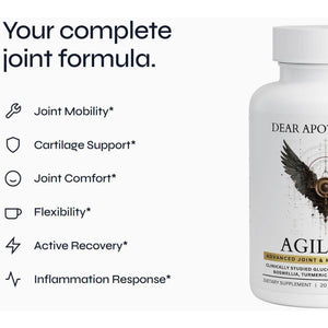 Agility+ Glucosamine Chondroitin Supplement - 1500Mg Glucosamine, Boswellia, Turmeric, MSM - Joint Support for Men & Women - Non-Gmo Gluten Free - 60 Capsules