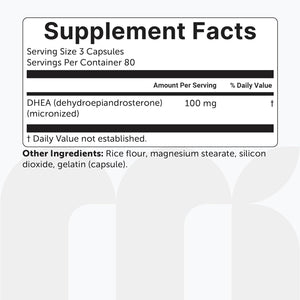 Micro Ingredients DHEA 100 Mg per Serving, 240 Capsules | Micronized DHEA Supplement for Women & Men | Non-Gmo, Gluten Free, Soy Free