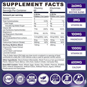 Kids Sleep Gummies - Magnesium Glycinate Gummies, Melatonin Free Sleep Aid | Magnesium, Calcium, D3, B6, L Theanine | Kid Melatonin Alternative for Restful Sleep (Pack of 1)