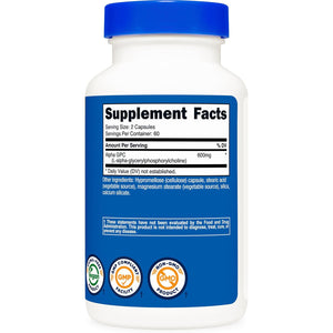 Nutricost Alpha GPC 600Mg, 120 Vegetarian Capsules - Non-Gmo and Gluten Free, 300Mg per Capsule