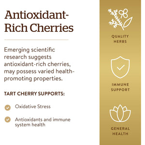 Solgar Tart Cherry 1000 Mg, 90 Vegetable Capsules - Antioxidant with Quercetin, Chlorogenic Acid & Anthocyanins Compounds - Non-Gmo, Vegan, Gluten Free, Dairy Free - 90 Servings