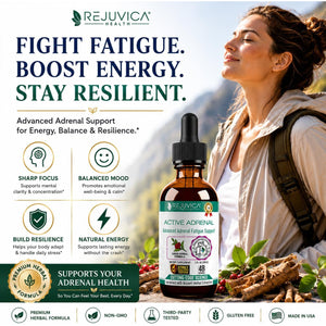 Rejuvica Health Active Adrenal - Advanced Adrenal Support Tincture - Liquid Delivery for Better Absorption - Ashwagandha, B-Vitamins, Magnesium and More