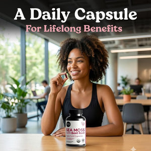 Atlantic Naturals Sea Moss with Beet Root Capsules - Premium Quality Multivitamin Supplement - Sea Moss Superfood to Support Immune Health, Blood Flow, Joint Health & Athletic Performance - 120 Ct