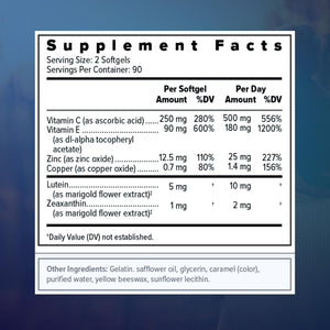 Focus Select AREDS2 Based Eye Vitamin-Mineral Supplement - Upplement for Eyes (180 Ct. 90 Day Supply) - Low Zinc Formula - Eye Vision Supplement and Vitamin