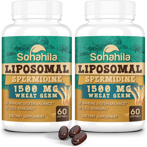 Spermidine Supplement 15 MG - 99% Purity, High Absorption, 1500 MG Fermented Wheat Germ Extract with Zinc & Thiamin, Spermidine for Men & Women - Cellular Renewal, Aging Defense, Energy, 120 Softgels